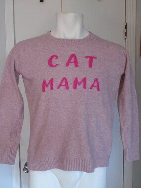 Women Sweater "Cat Mama" Pink Medium Loft